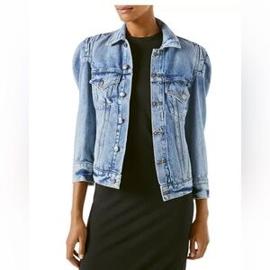 Frame Rosette Puffed Sleeve Denim Jacket